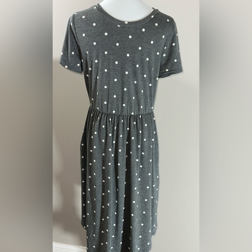 Simier Fariry Gray Polka Dot Knit Dress – Pockets, like new